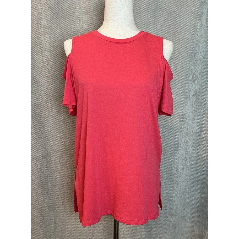 Michael Kors Cold Shoulder Top Coquette Deep Pink Med NWT Cyber Y2K Indie